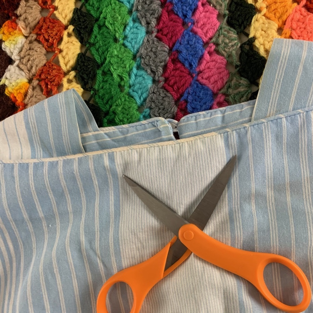 Vintage 80s Bee Darlin Puff Sleeve High Neck A-Line Striped Cottagecore … - Picture 10 of 13